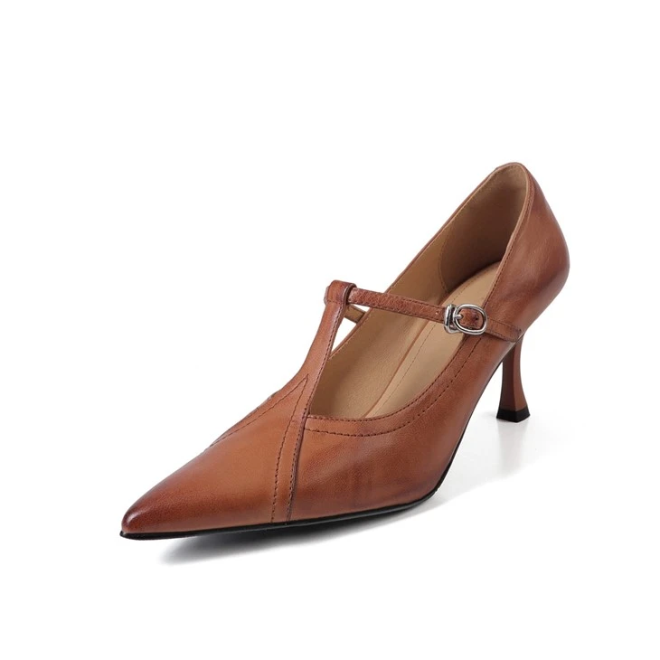 Pointed Toe T-Strap Buckle High Heels suppliers