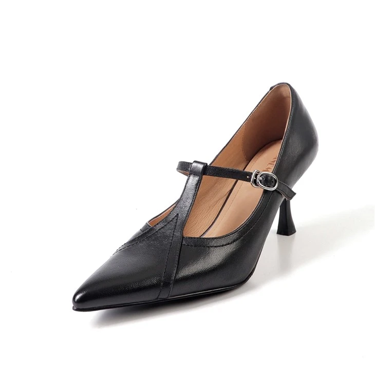 Pointed Toe T-Strap Buckle High Heels factory